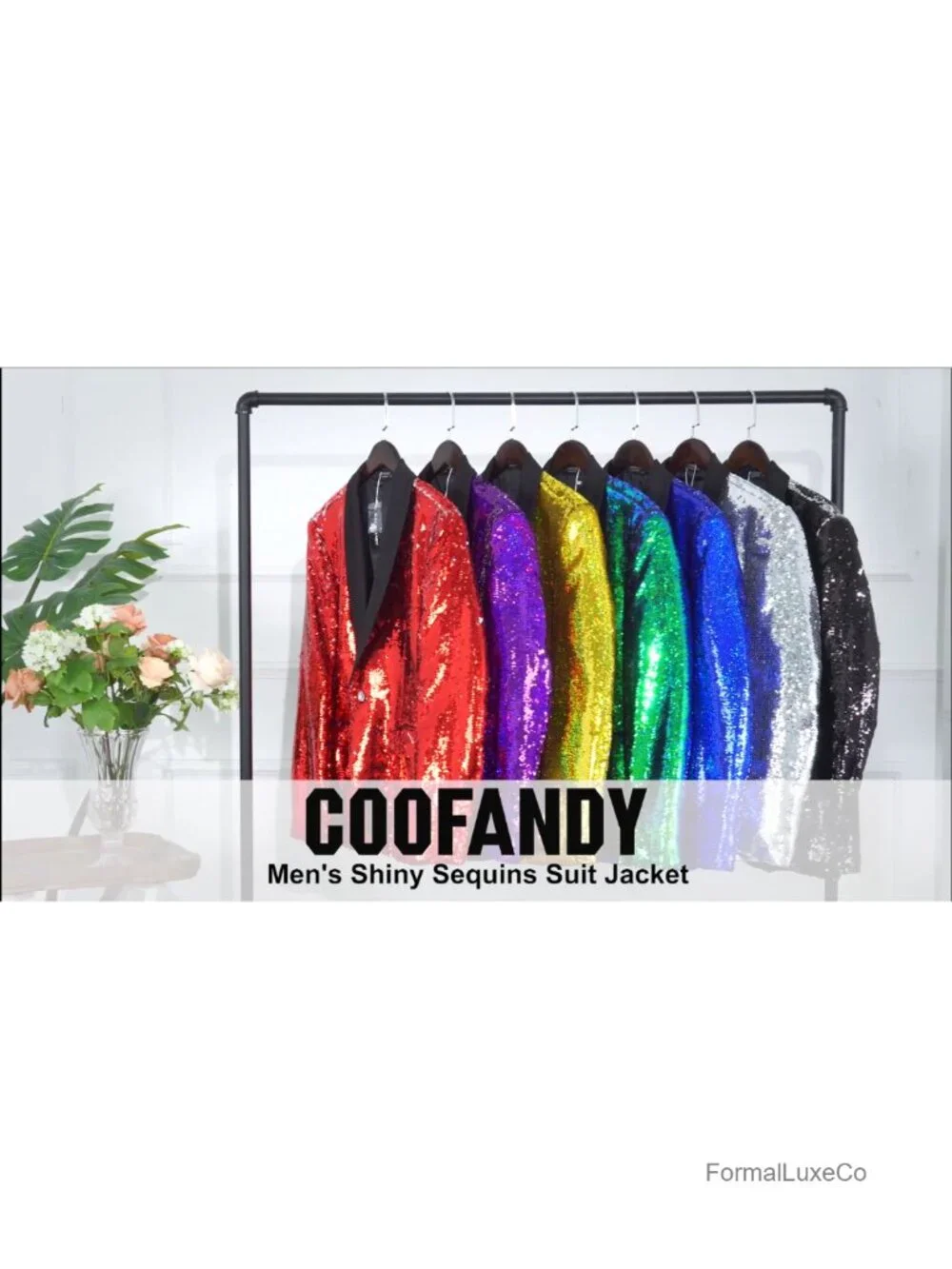 Men's Sequin Blazer Tuxedo Jacket One Button Shawl Collar Party Prom
